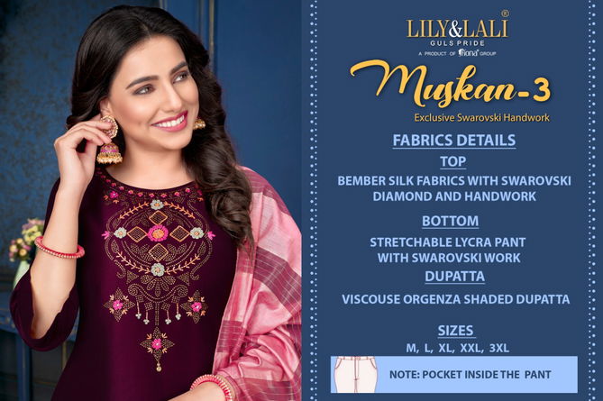 Lily And Lali Muskan 3 Silk Fancy Ethnic Wear Kurti Pant With Dupatta Collection